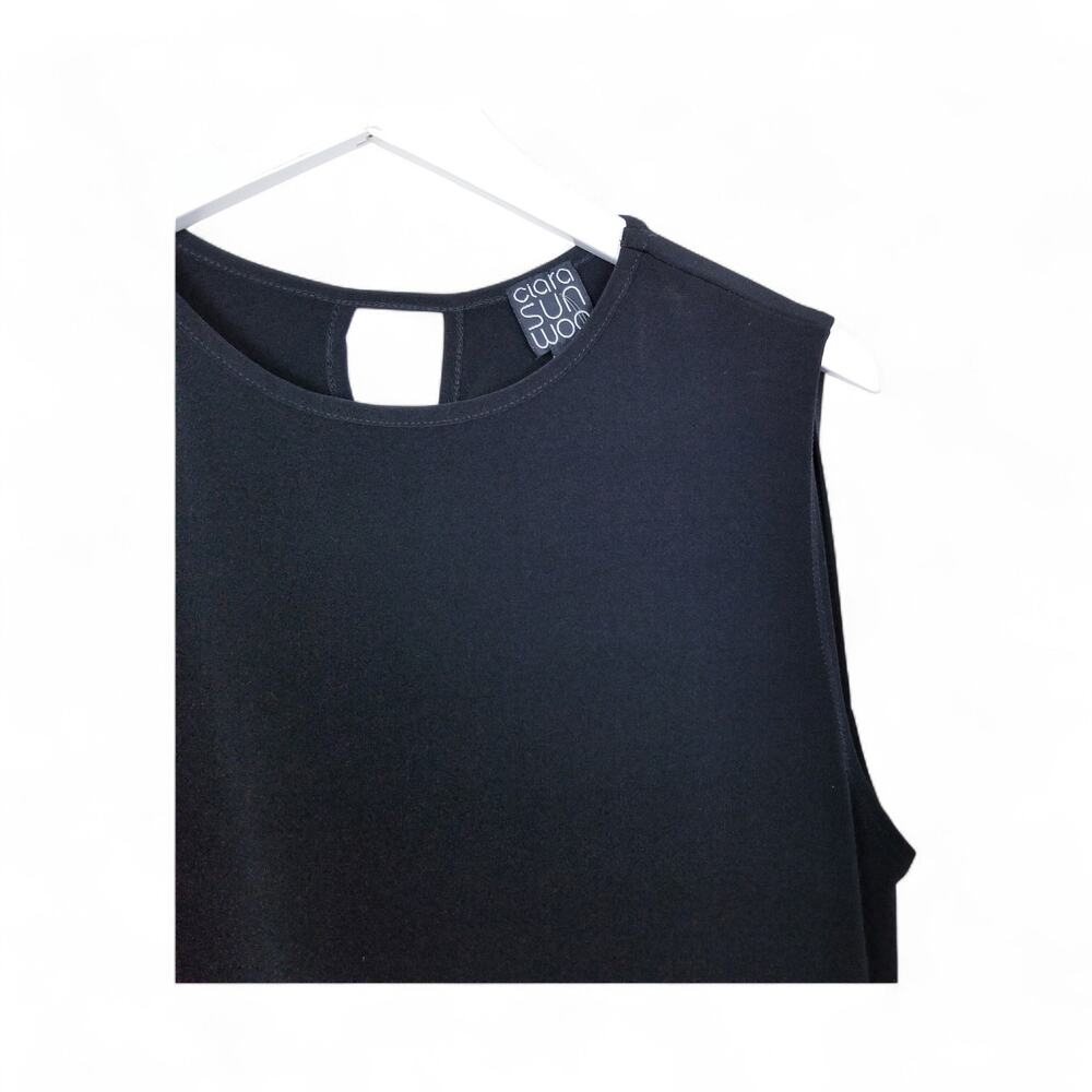 CLARA SUN WOO Black Knit Keyhole Knit Asymm Hem Dress/Tunic - Size Large - Picture 4 of 5